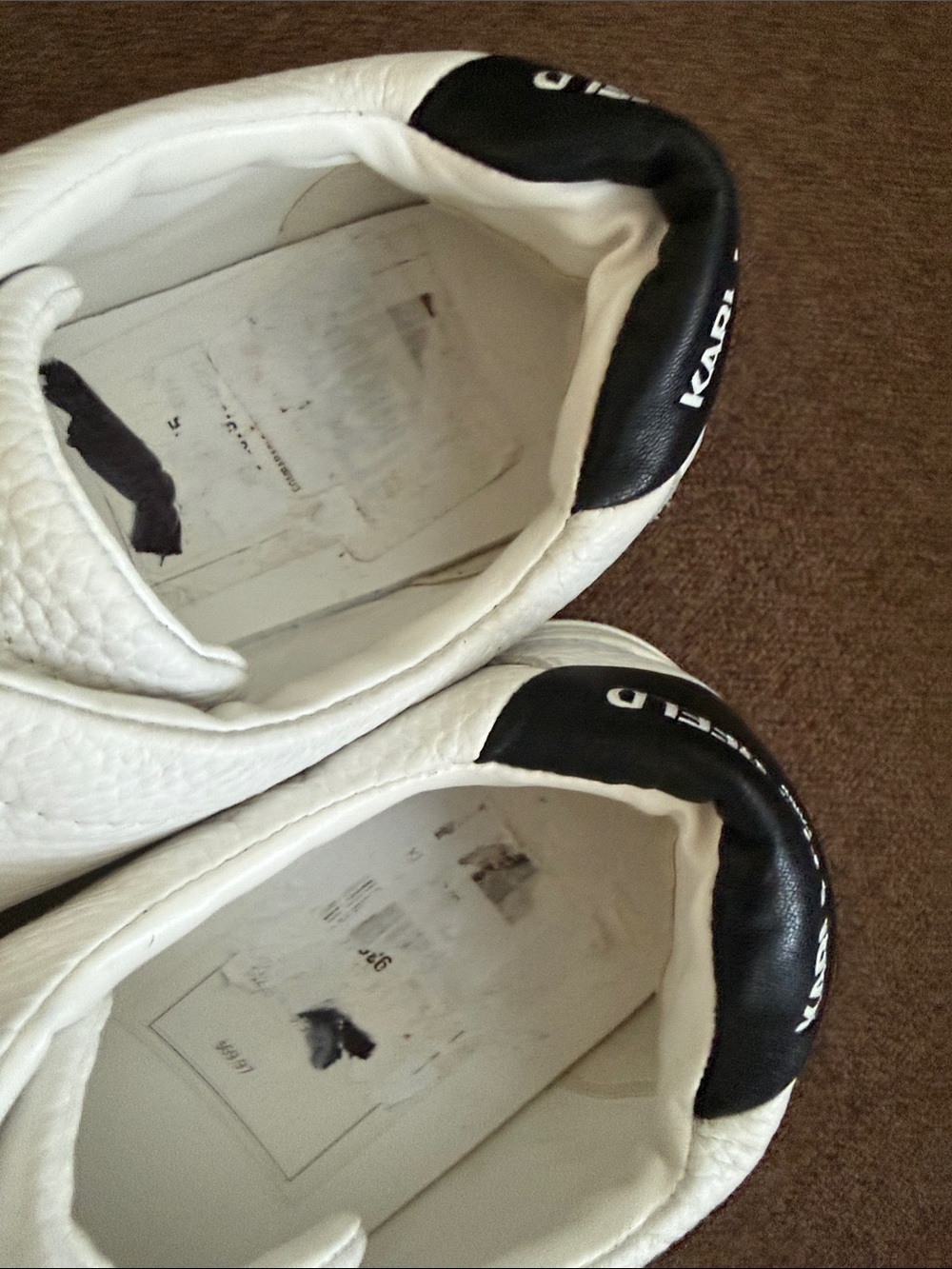 Karl Lagerfeld White Slip-On Sneakers with Black Accent and Logo Charm - Picture 12 of 12